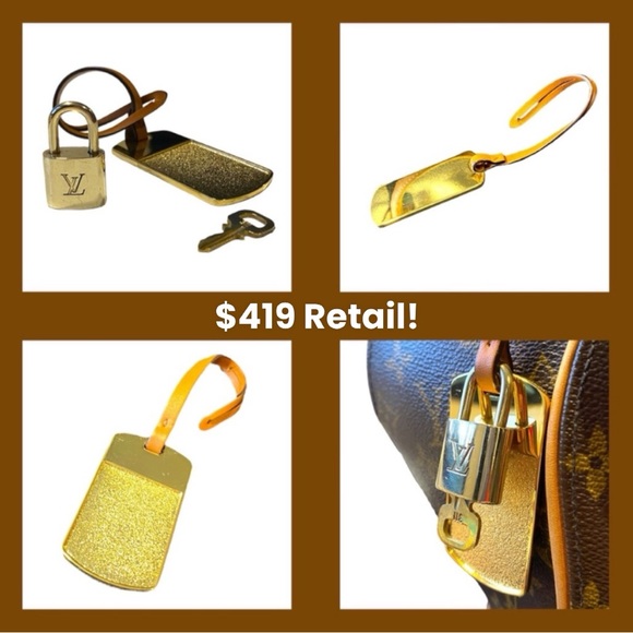 🔐Louis Vuitton Padlock & Key (#311) & 100% leather and engravable charm plate - Picture 3 of 11